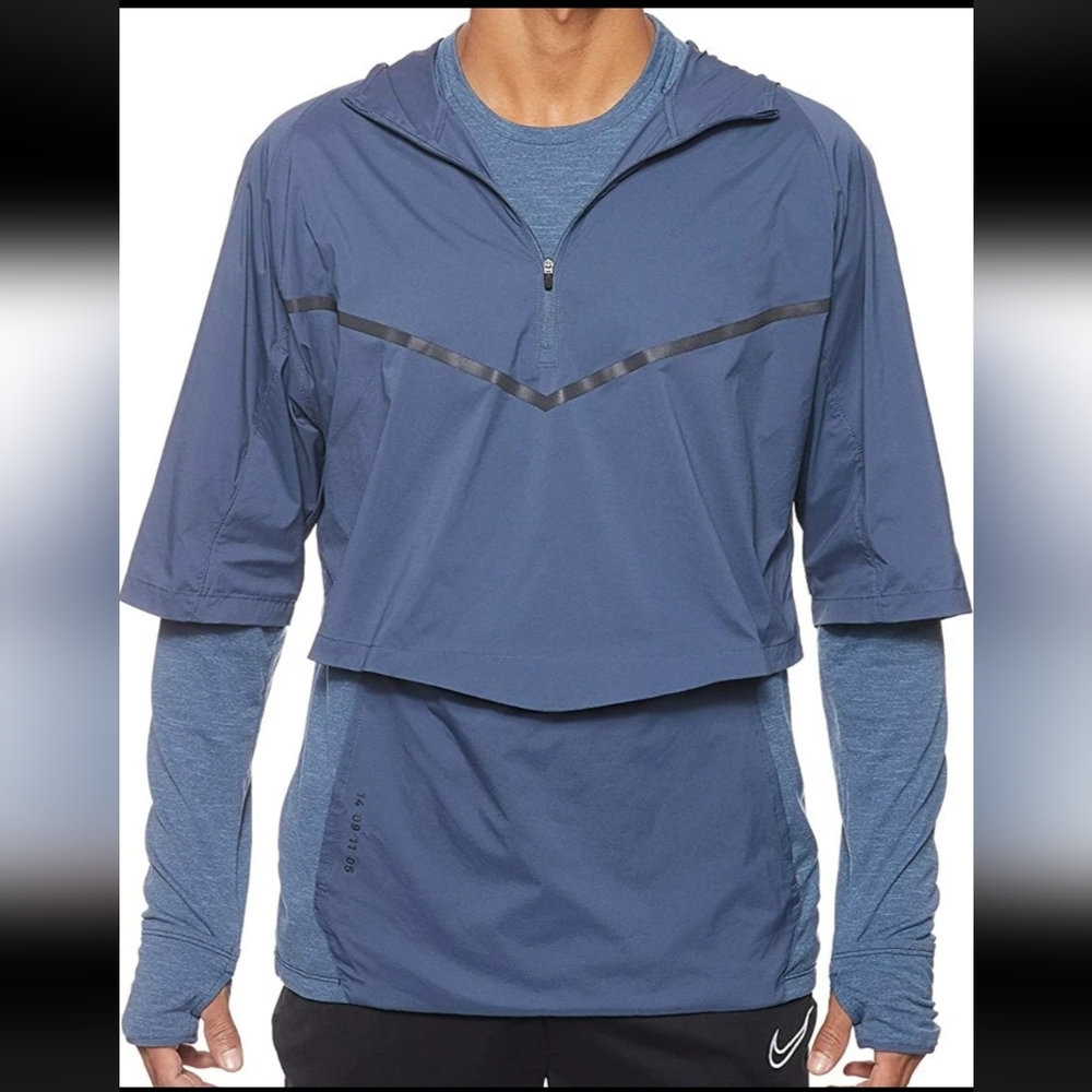 NWT Men's Nike Tech Pack Therma-Sphere Transform Running Shirt Blue
